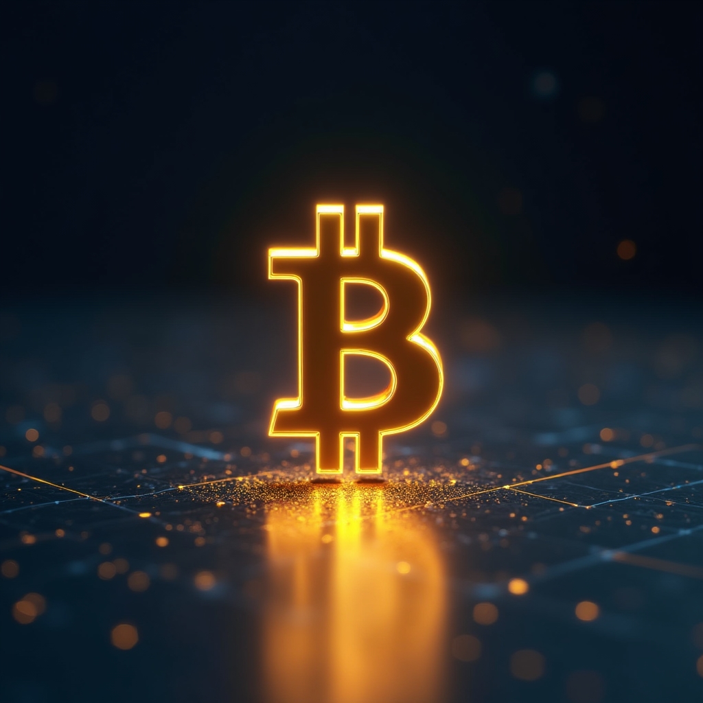 Bitcoin digital asset visualization with blockchain network concept